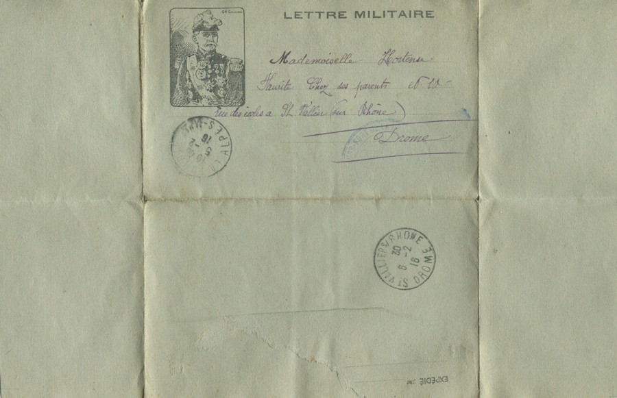 35 - Verso Lettre Militaire d'Eugène Felenc à Hortense Faurite datée du 6 févier 1916 (date tampon).jpg