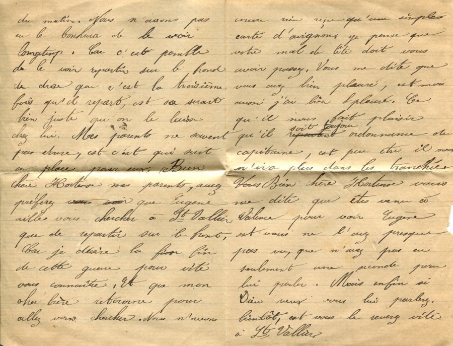 42 - Lettre de Marie Louise Felenc à Hortense Faurite  datée du 20 février 1916-Pages 2 & 3.jpg
