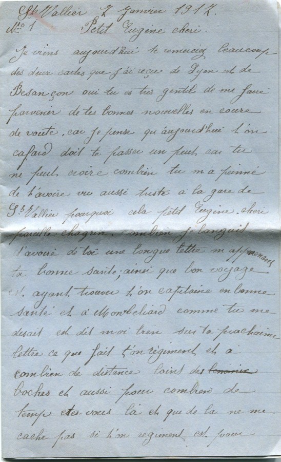 1 - Lettre de Hortense Faurite à Eugène son fiancé  datée du 7 janvier 1917-page 1.jpg