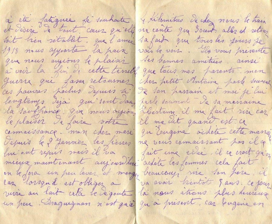 5 - Lettre de Justine Felenq adressée à Hortense Fautire datée du 8 Janvier 1917 page 2 & 3.jpg