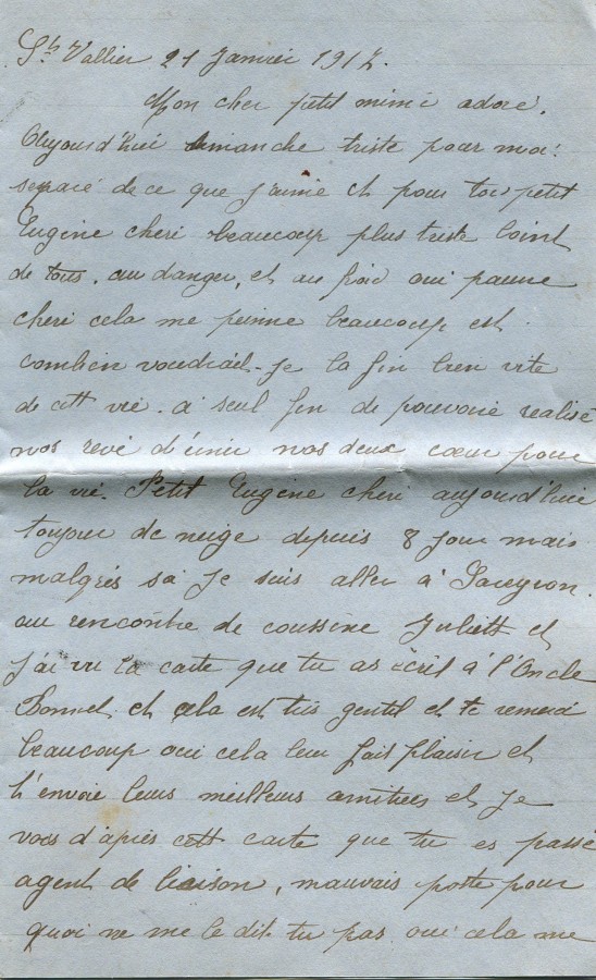 27 - Lettre de Hortense Faurite adressée à son fiancé Eugène Felenc datée du 21 Janvier 1917 - Page 1.jpg