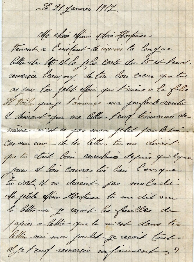 28 - Lettre de Eugène Felenc à sa fiancée Hortense datée du 21 janvier 1917-page 1.jpg