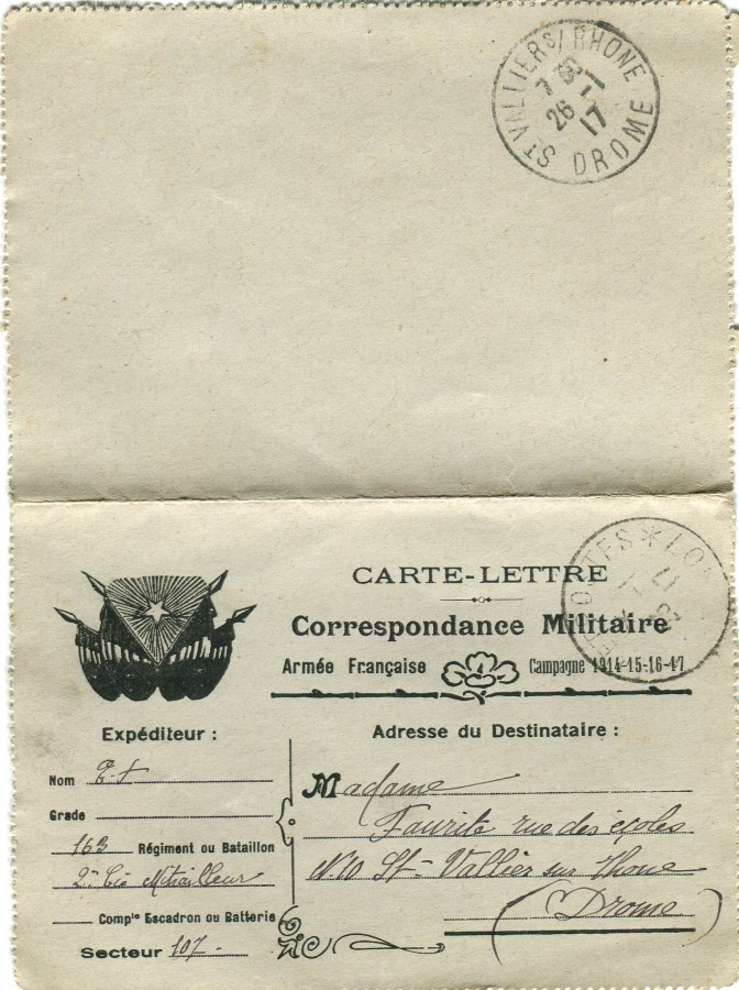 36 - Carte-lettre de Eugène Felenc adressée à sa fiancée Hortense Faurite datée du 23 Janvier 1917.jpg