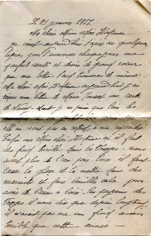 37 - Lettre de Eugène Felenc adressée à sa fiancée Hortence Faurite datée du 24 Janvier 1917 - Page 1.jpg