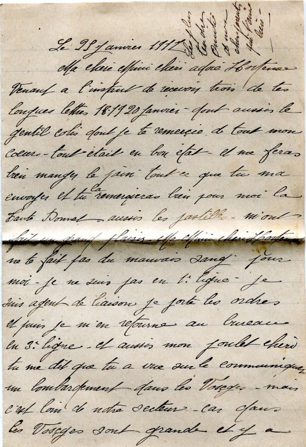 40 - Lettre de Eugène Felenc à sa fiancée Hortense datée du 25 janvier 1917-page 1.jpg