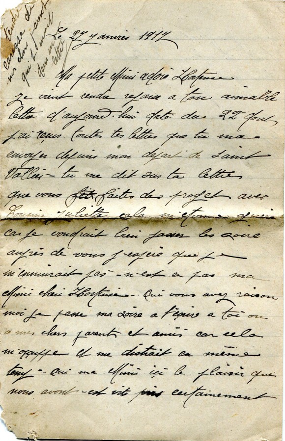 45 - Lettre de Eugène Felenc à sa fiancée Hortense datée du 27 janvier 1917-page 1.jpg