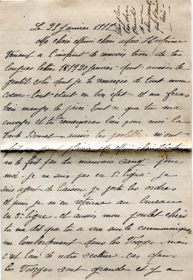 56 - Lettre d'Eugène Felenc adressée à sa fiancée Hortense Faurite datée du 29 Janvier 1917 - Page 1.jpg