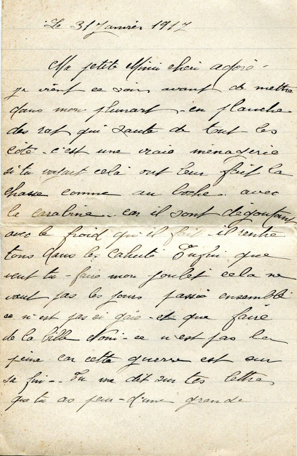 61 - Lettre de Eugène Felenc adressée à sa fiancée Hortense Faurite datée du 31 Janvier 1917 - Page 1.jpg