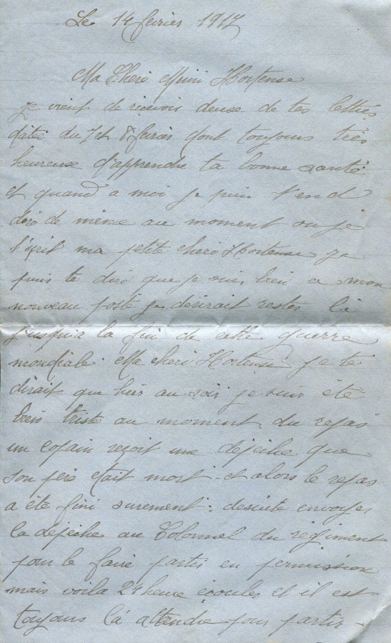 119 - 14 février 1917-Lettre d'Eugène Felenc adressée à Hortense Faurite-page 1.jpg