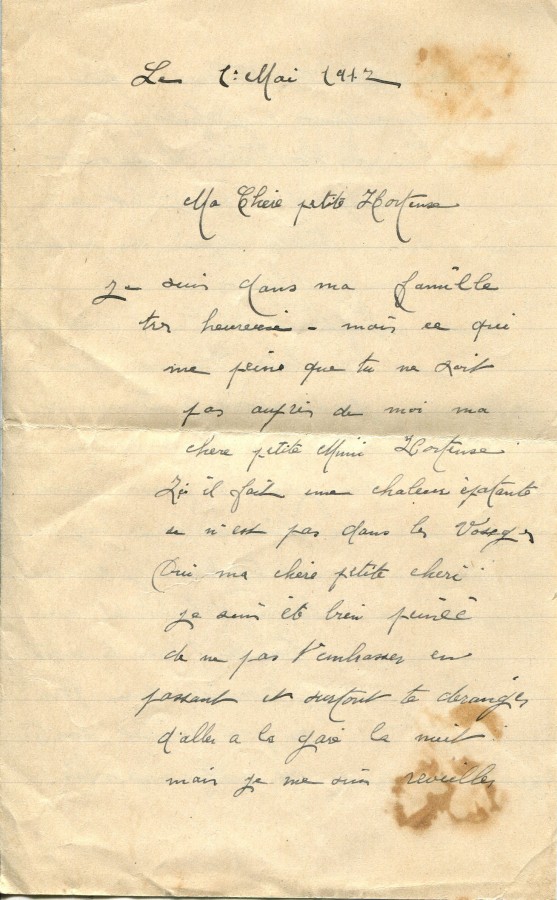 269 - 1er Mai 1917 - Lettre d'Eugène Felenc adressée à sa fiancée Hortense Faurite - Page 1.jpg