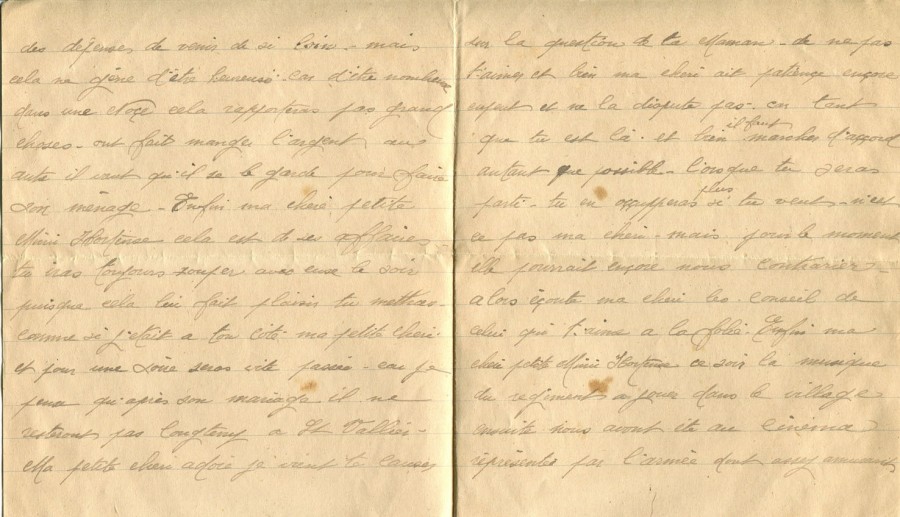 294 - 19 Mai 1917 - Lettre d'Eugène Felenc adressée à sa fiancée Hortense Faurite - Page 2 & 3.jpg
