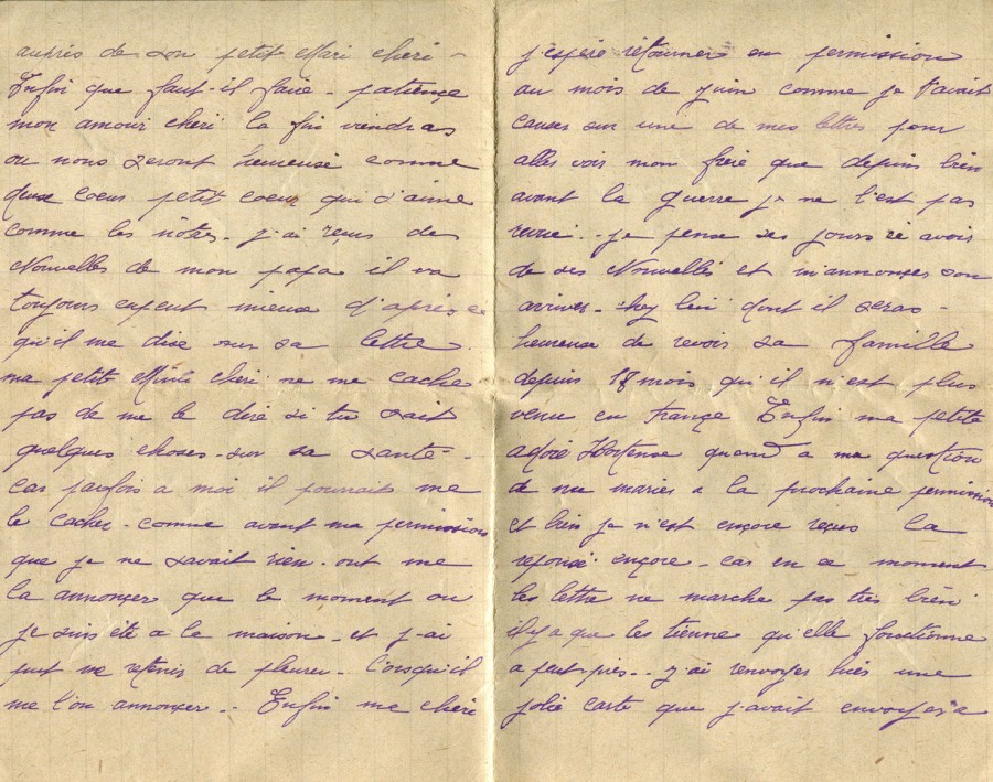 306 - 23 Mai 1917 - Lettre d'Eugène Felenc adressée à sa fiancée Hortense Faurite - Page 2 & 3.jpg