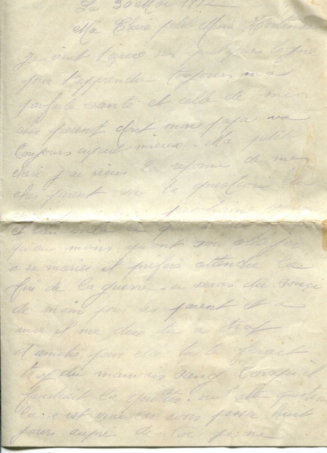 321 - 30 Mai 1917 (bis) - Lettre d'Eugène Felenc adressée à sa fiancée Hortense Faurite - Page 1.jpg