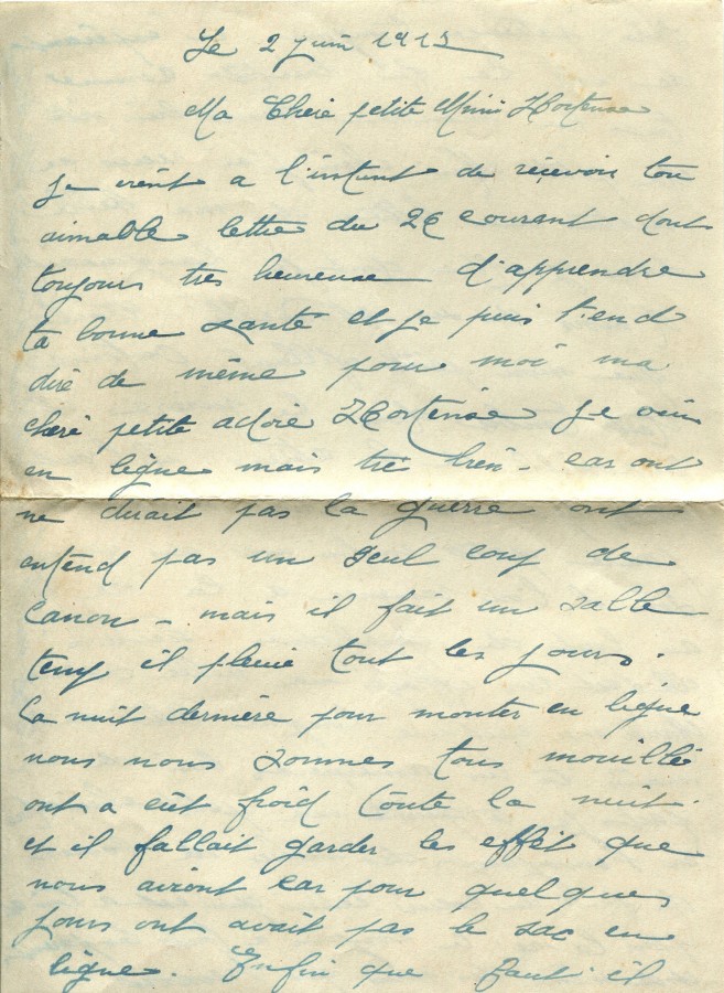 331 - 2 Juin 1917 - Lettre d'Eugène Felenc adressée à sa fiancée Hortense Faurite   - Page 1.jpg