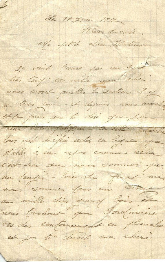 341 - 10 Juin 1917 -  Lettre d'Eugène Felenc adressée à sa fiancée Hortense Faurite - Page 1.jpg