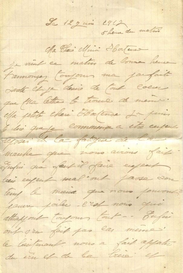 346 - 12 Juin 1917 Lettre d'Eugène Felenc adressée à sa fiancée Hortense Fautire - Page 1.jpg