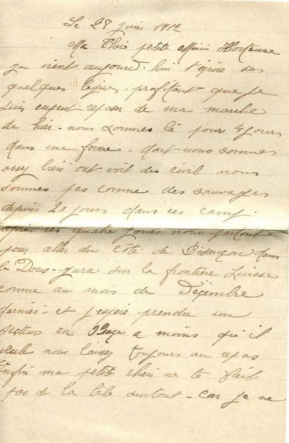 369 - 28 Juin 1917 - Lettre d'Eugène Felenc adressée à sa fiancée Hortense Fautire - Page 1.jpg