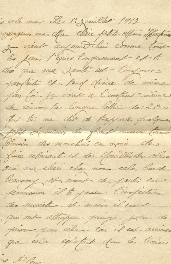 317 - Lettre d'Eugène Felenc adressée à sa fiancée Hortense Fautire datée du 1 Juillet 1917 - Page 1.jpg