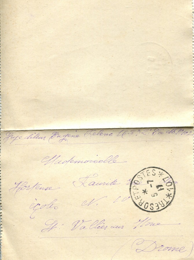 326 - Enveloppe adressée par Eugène Felenc à sa fiancée Hortense Fautire datée du 4 Juillet 1917.jpg