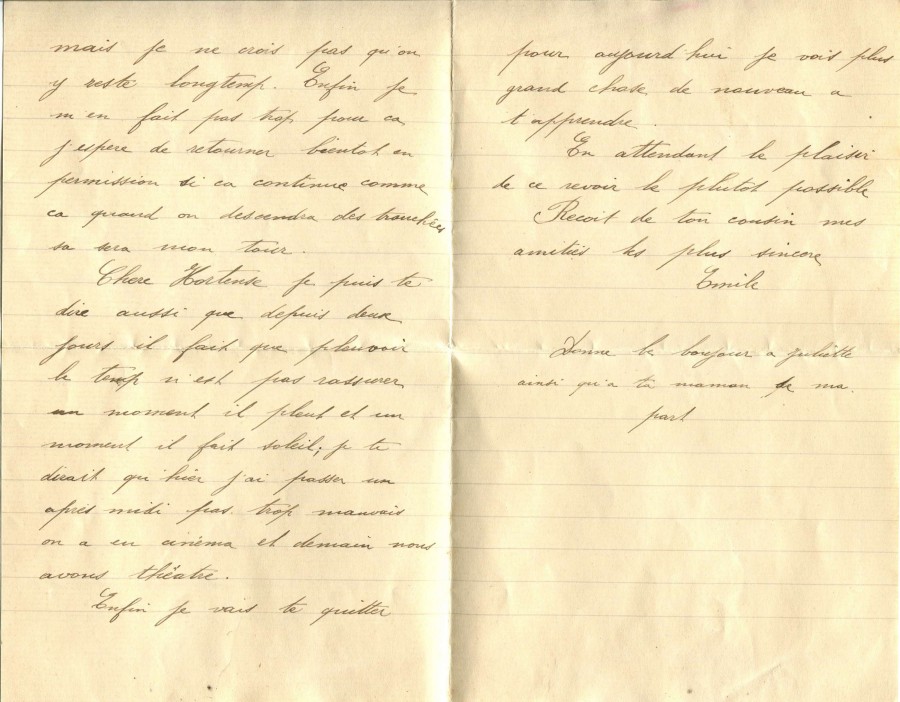 334 - Lettre d'Emile adressée à Hortense Fautire datée du 9 Juillet 1917 - Page 2.jpg