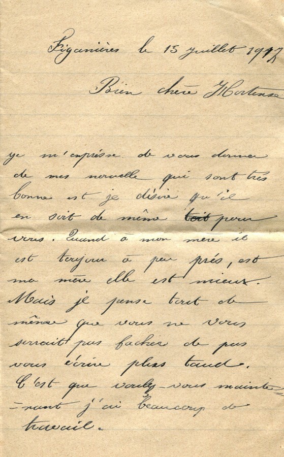 343 - Lettre de Marie Felenc adressée à  Hortense Fautire datée du 15 Juillet 1917 - Page 1.jpg