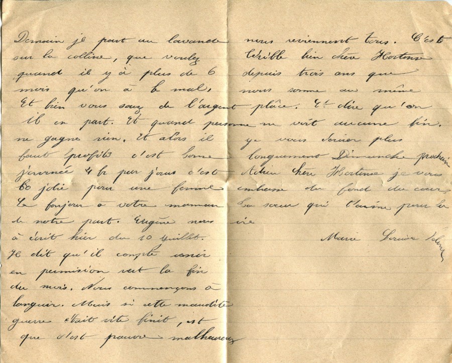 344 - Lettre de Marie Felenc adressée à  Hortense Fautire datée du 15 Juillet 1917 - Page 2.jpg