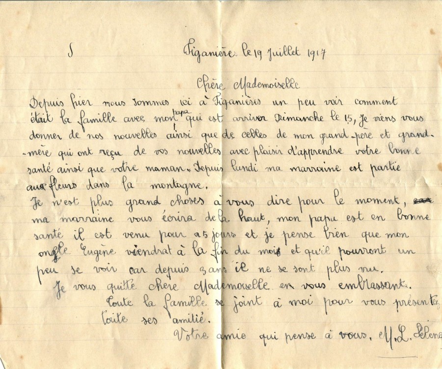348 - Lettre d'une amie ( Mme Felenq ) adressée à Hortense Fautire datée du 19 Juillet 1917.jpg