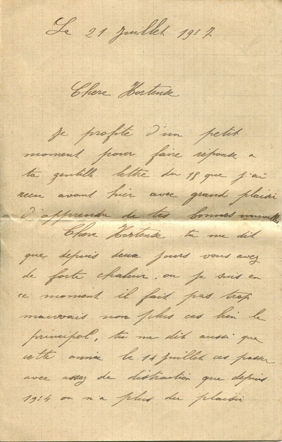 349 - Lettre d'Emile adressée à Hortense Fautire datée du 21 Juillet 1917 - Page 1.jpg
