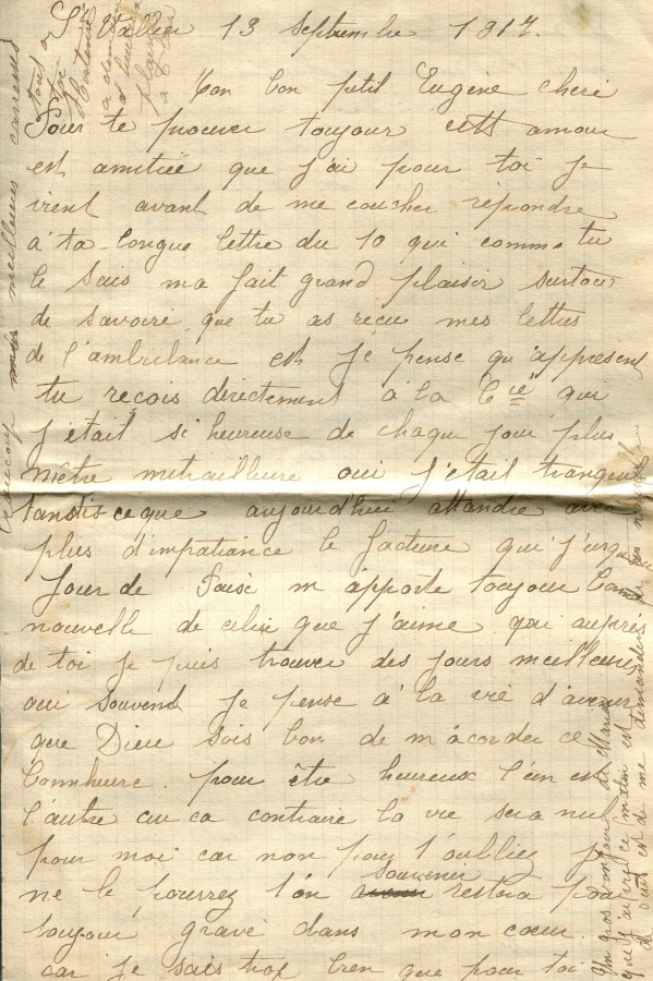 415 - 13 Septembre 1917 - Lettre d'Hortense Faurite adressée à son fiancée Eugène Felenc - Page 1.jpg