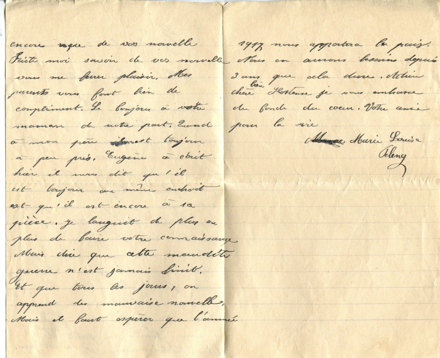 421 - 23 Septembre 1917 - Lettre de Marie-Louise Felenc adressée à Hortense Faurite - Page 2 & 3.jpg