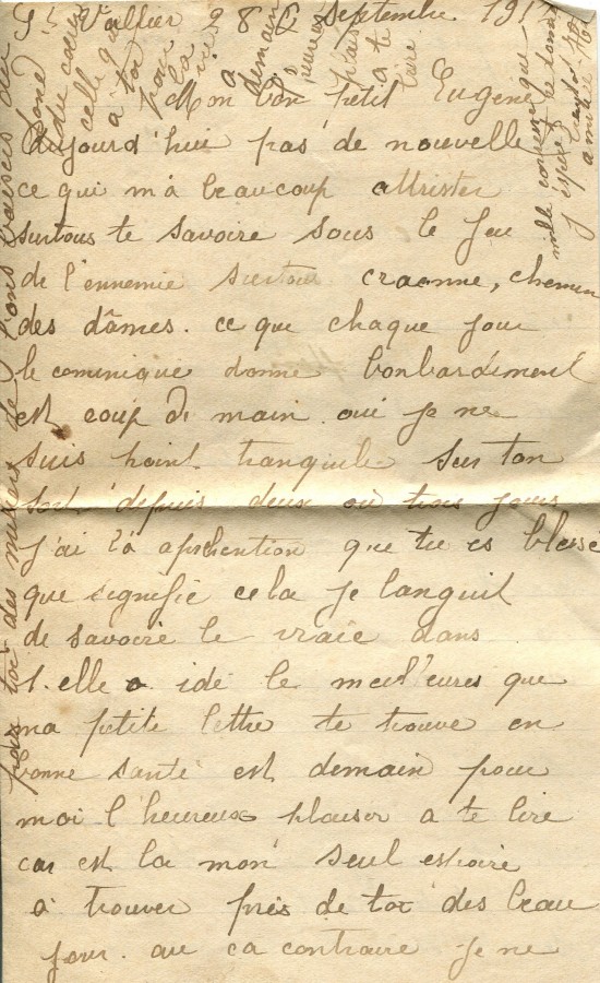 422 - 28 Septembre 1917 - Lettre d'Hortense Faurite à son fiancée Eugène Felenc - Page 1.jpg