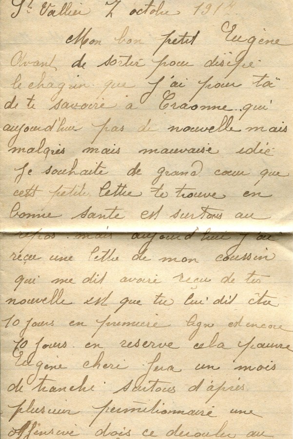 441 - 7 Octobre 1917 - Lettre d'Hortense Faurite adressée à son fiancé Eugène Felenc - Page 1.jpg