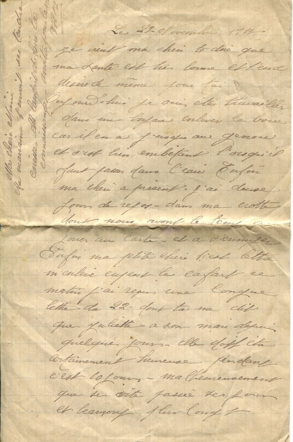 474 - 27 Novembre 1917 - Lettre d'Eugène Felenc adressée à sa fiancée Hortense Faurite - Page 1.jpg