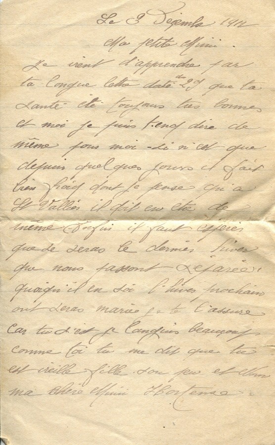 489 - 3 Décembre 1917 - Lettre de Eugène Felenc adressée à sa fiancée Hortense Faurite   - Page 1.jpg