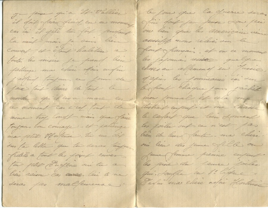 495 - 15 Décembre 1917 - Lettre de Eugène Felenc adressée à sa fiancée Hortense Faurite - Page 2 & 3.jpg